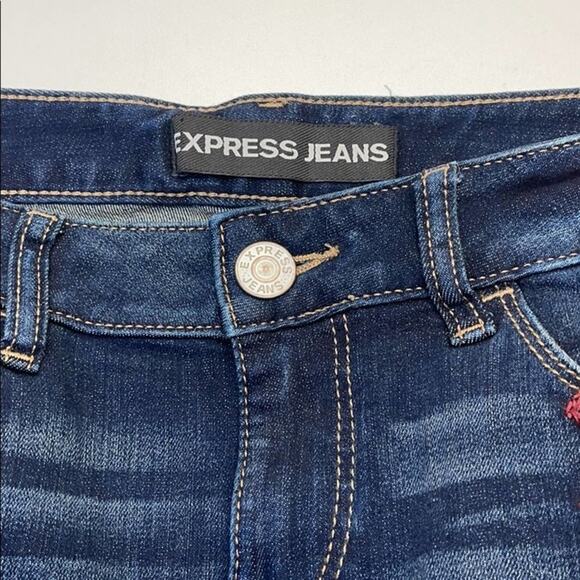 EXPRESS Womens 4 Blue Jean Cut Off Shorts - Picture 2 of 4